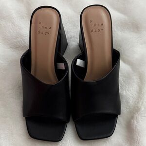 A New Day Black Open-Toe Mules